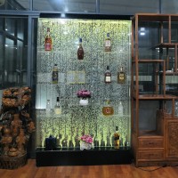 new design restaurant furniture LED water bubble wall backdrop wine bar cabinet