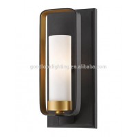 (C)UL&ETL listed ADA bronze & gold finish frosted shade single light metal hotel wall sconces/vanity