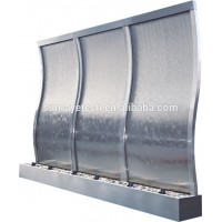 H72" Curved Stainless steel metal LED waterfall cascade fountain screen wall for home and garden