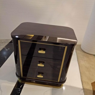 Square brown night stands with gliding