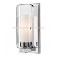 Modern ADA bronze & gold finish frosted shade single light metal hotel wall sconces/vanity