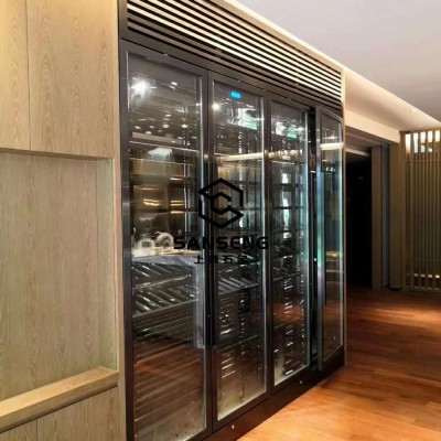 Custom design manufacture stainless steel  wine bottle display cabinet bar and wine cabinets